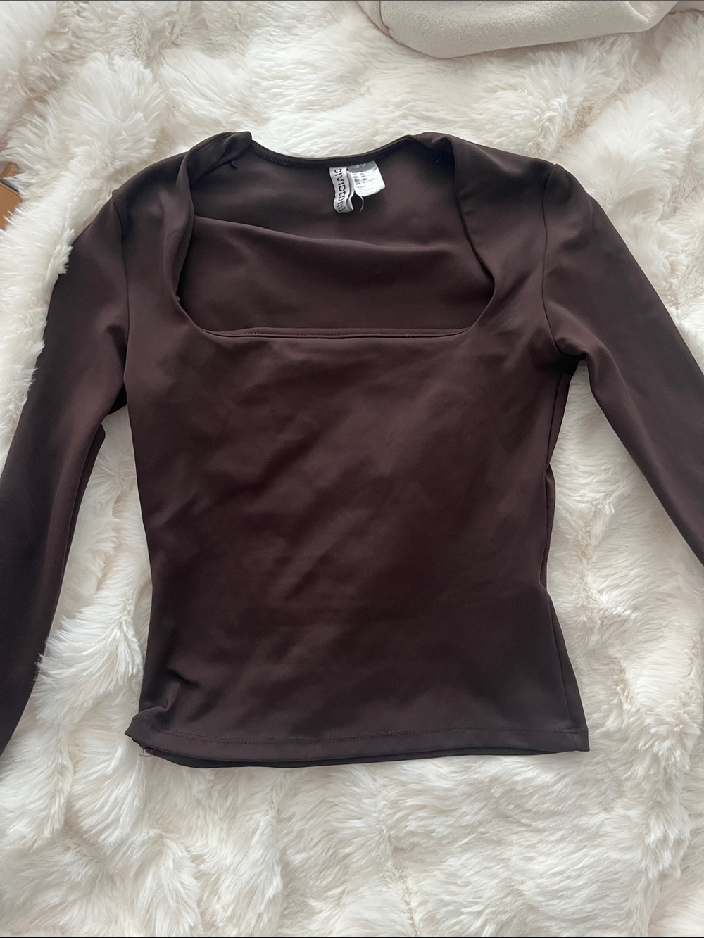 H&M Dark Brown Square Neck Long Sleeve Top